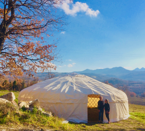 33' Yurt in front of the Majella Mountains, Abruzzo, Italy