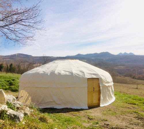 25' Yurt  in front of the Majella Mountains, Abruzzo, Italy