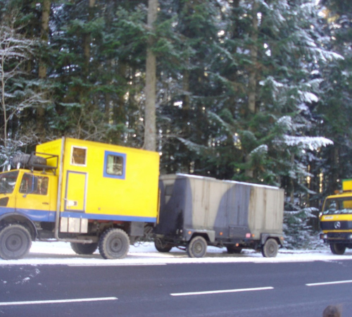 Overland trucks in winter